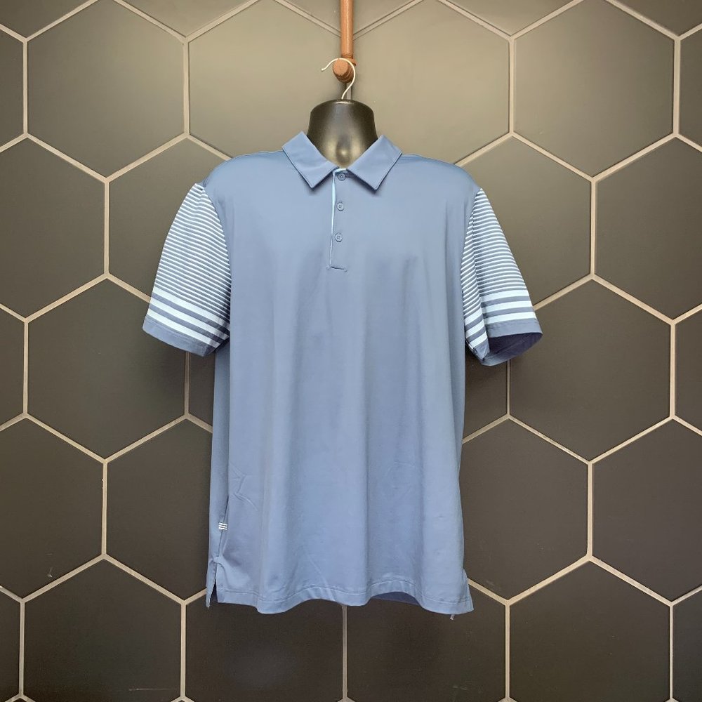-Used Mens Adidas Half Button Up Collared Blue Short Sleeve Golf T-Shirt Size XL